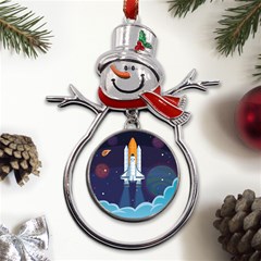 Spaceship-milkyway-galaxy Metal Snowman Ornament by Salman4z