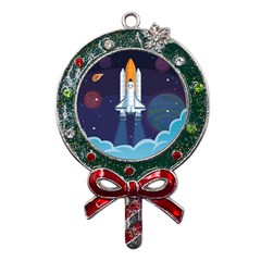 Spaceship-milkyway-galaxy Metal X mas Lollipop With Crystal Ornament by Salman4z