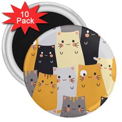 Seamless-pattern-cute-cat-cartoons 3  Magnets (10 Pack)  by Salman4z