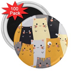 Seamless-pattern-cute-cat-cartoons 3  Magnets (100 Pack) by Salman4z