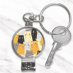 Seamless-pattern-cute-cat-cartoons Nail Clippers Key Chain by Salman4z