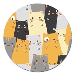 Seamless-pattern-cute-cat-cartoons Magnet 5  (round) by Salman4z