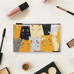 Seamless-pattern-cute-cat-cartoons Cosmetic Bag (small) by Salman4z