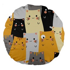 Seamless-pattern-cute-cat-cartoons Large 18  Premium Round Cushions by Salman4z