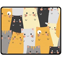 Seamless-pattern-cute-cat-cartoons Two Sides Fleece Blanket (medium) by Salman4z