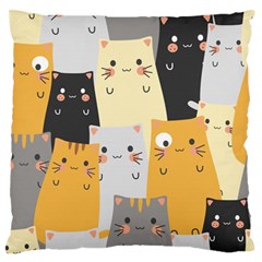 Seamless-pattern-cute-cat-cartoons Large Premium Plush Fleece Cushion Case (one Side) by Salman4z