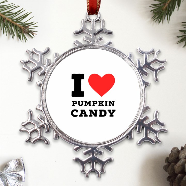 I love pumpkin candy Metal Large Snowflake Ornament