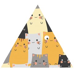 Seamless-pattern-cute-cat-cartoons Wooden Puzzle Triangle by Salman4z