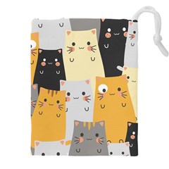 Seamless-pattern-cute-cat-cartoons Drawstring Pouch (5xl) by Salman4z