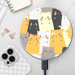 Seamless-pattern-cute-cat-cartoons Wireless Fast Charger(white) by Salman4z