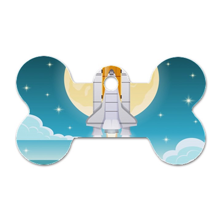 Space-exploration-illustration Dog Tag Bone (One Side)