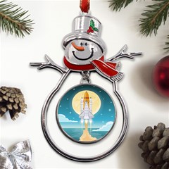 Space-exploration-illustration Metal Snowman Ornament