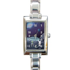 Alien-astronaut-scene Rectangle Italian Charm Watch by Salman4z