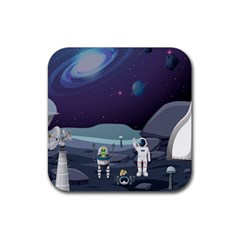 Alien-astronaut-scene Rubber Coaster (square) by Salman4z