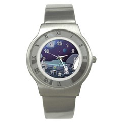 Alien-astronaut-scene Stainless Steel Watch by Salman4z