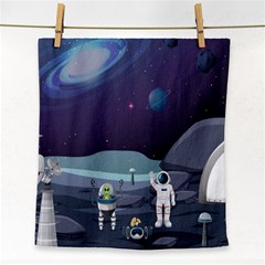 Alien-astronaut-scene Face Towel by Salman4z