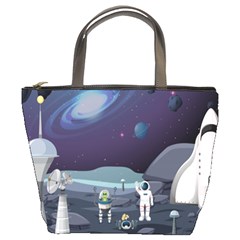 Alien-astronaut-scene Bucket Bag by Salman4z