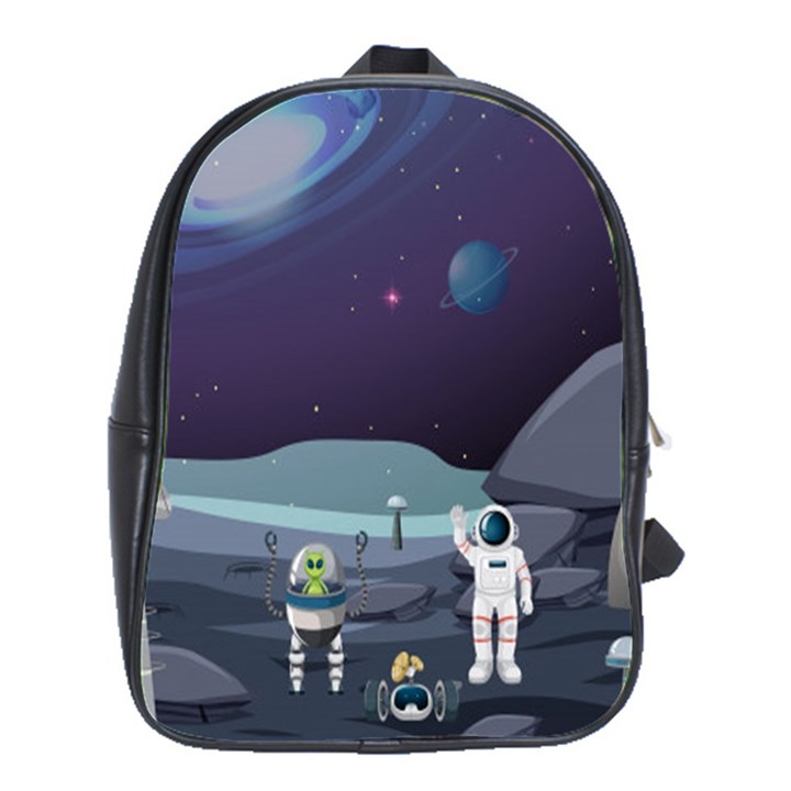 Alien-astronaut-scene School Bag (Large)