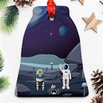 Alien-astronaut-scene Bell Ornament (Two Sides) Front