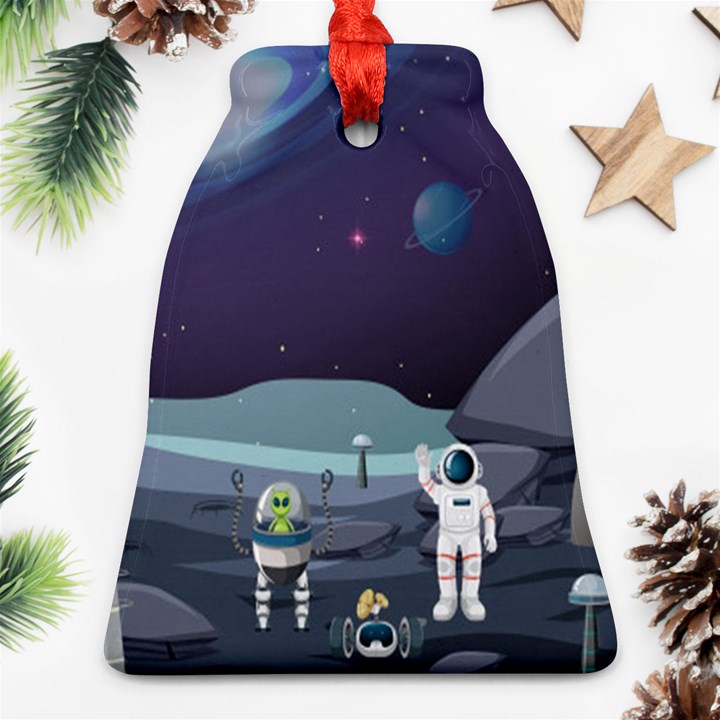 Alien-astronaut-scene Bell Ornament (Two Sides)