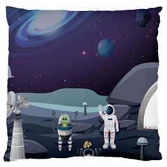 Alien-astronaut-scene Large Cushion Case (one Side) by Salman4z