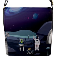 Alien-astronaut-scene Flap Closure Messenger Bag (s) by Salman4z