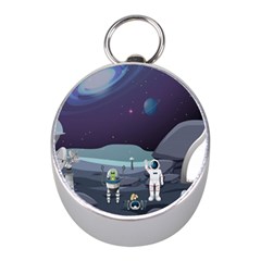 Alien-astronaut-scene Mini Silver Compasses by Salman4z