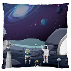 Alien-astronaut-scene Standard Premium Plush Fleece Cushion Case (one Side) by Salman4z