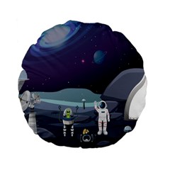 Alien-astronaut-scene Standard 15  Premium Flano Round Cushions by Salman4z