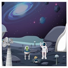 Alien-astronaut-scene Wooden Puzzle Square by Salman4z