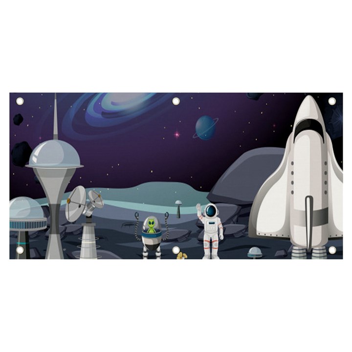 Alien-astronaut-scene Banner and Sign 4  x 2 