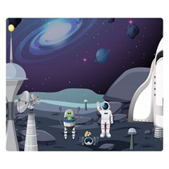 Alien-astronaut-scene Premium Plush Fleece Blanket (small) by Salman4z