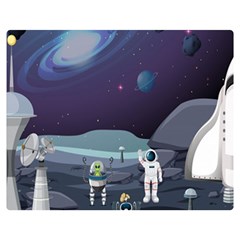 Alien-astronaut-scene Premium Plush Fleece Blanket (medium) by Salman4z