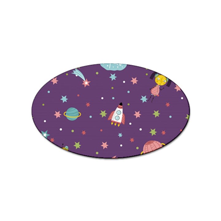 Space-travels-seamless-pattern-vector-cartoon Sticker (Oval)