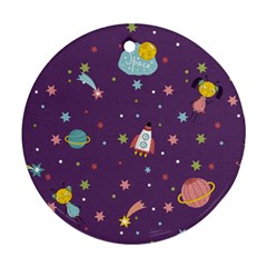 Space-travels-seamless-pattern-vector-cartoon Round Ornament (two Sides) by Salman4z