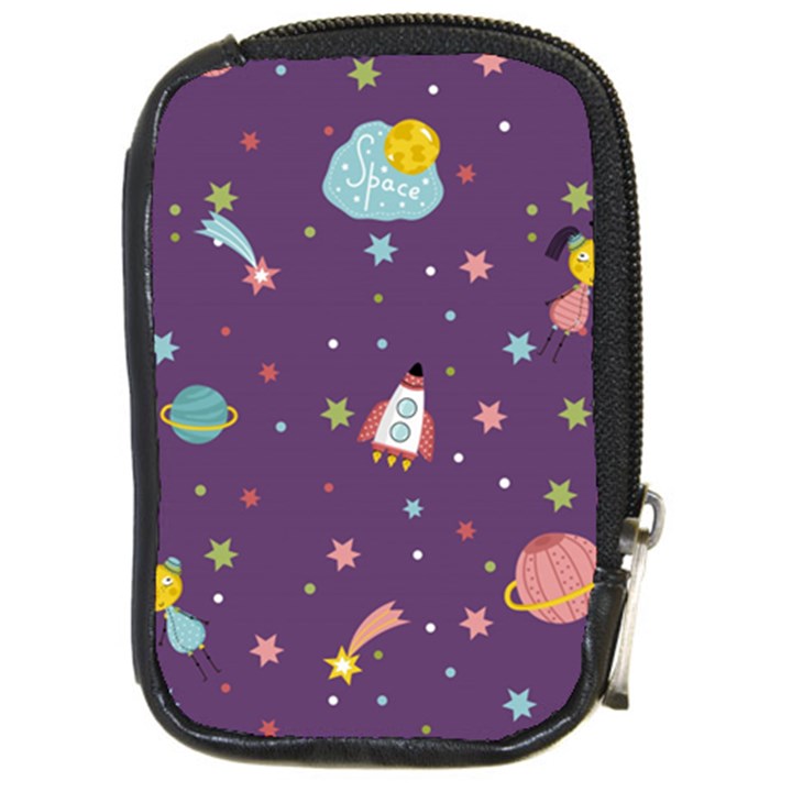 Space-travels-seamless-pattern-vector-cartoon Compact Camera Leather Case