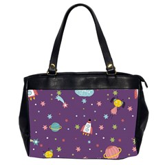 Space-travels-seamless-pattern-vector-cartoon Oversize Office Handbag (2 Sides) by Salman4z