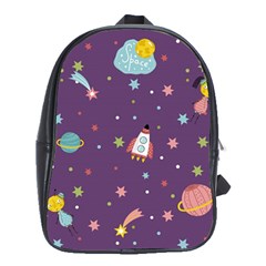 Space-travels-seamless-pattern-vector-cartoon School Bag (xl) by Salman4z