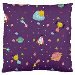 Space-travels-seamless-pattern-vector-cartoon Large Premium Plush Fleece Cushion Case (two Sides) by Salman4z