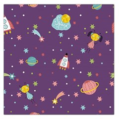 Space-travels-seamless-pattern-vector-cartoon Square Satin Scarf (36  X 36 ) by Salman4z