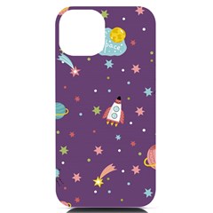 Space-travels-seamless-pattern-vector-cartoon Iphone 14 Black Uv Print Case