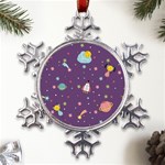 Space-travels-seamless-pattern-vector-cartoon Metal Large Snowflake Ornament Front