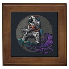 Illustration-astronaut-cosmonaut-paying-skateboard-sport-space-with-astronaut-suit Framed Tile by Salman4z