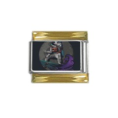 Illustration-astronaut-cosmonaut-paying-skateboard-sport-space-with-astronaut-suit Gold Trim Italian Charm (9mm) by Salman4z