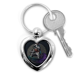 Illustration-astronaut-cosmonaut-paying-skateboard-sport-space-with-astronaut-suit Key Chain (heart) by Salman4z