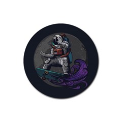 Illustration-astronaut-cosmonaut-paying-skateboard-sport-space-with-astronaut-suit Rubber Round Coaster (4 Pack) by Salman4z