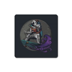 Illustration-astronaut-cosmonaut-paying-skateboard-sport-space-with-astronaut-suit Square Magnet by Salman4z