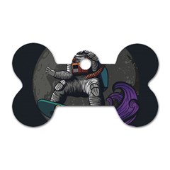 Illustration-astronaut-cosmonaut-paying-skateboard-sport-space-with-astronaut-suit Dog Tag Bone (one Side) by Salman4z