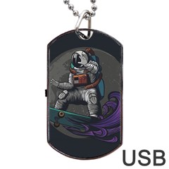 Illustration-astronaut-cosmonaut-paying-skateboard-sport-space-with-astronaut-suit Dog Tag Usb Flash (two Sides) by Salman4z