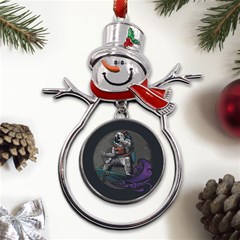 Illustration-astronaut-cosmonaut-paying-skateboard-sport-space-with-astronaut-suit Metal Snowman Ornament